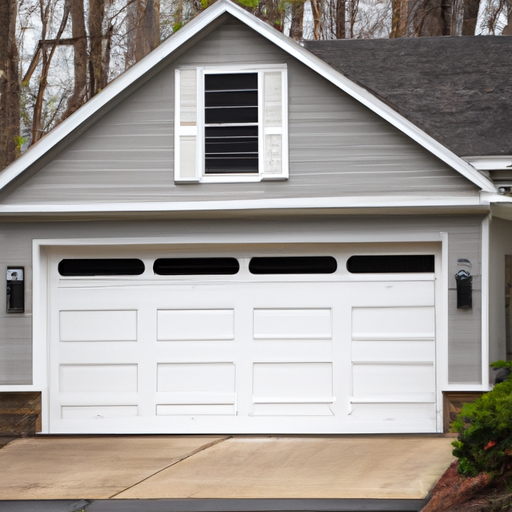 Suburban Bernardsville home with a newly installed two‑car garage door, driveway and trees visible.